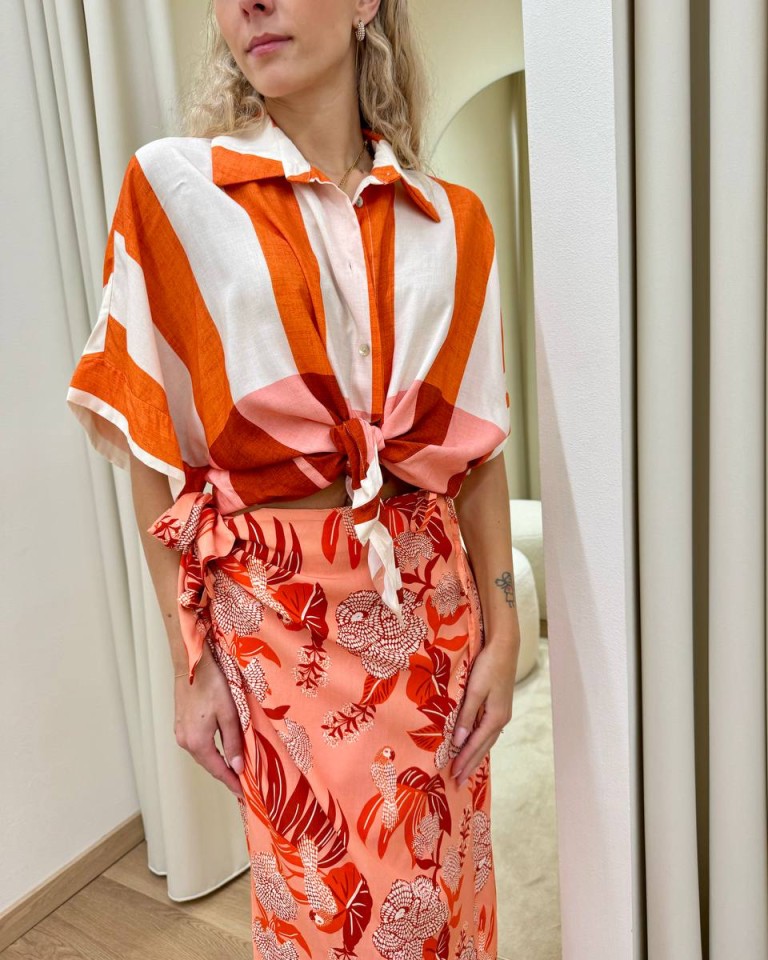 Camicia Miami righe arancio e rosa HaveOne Shop Online Camicia Miami righe arancio e rosa HaveOne
