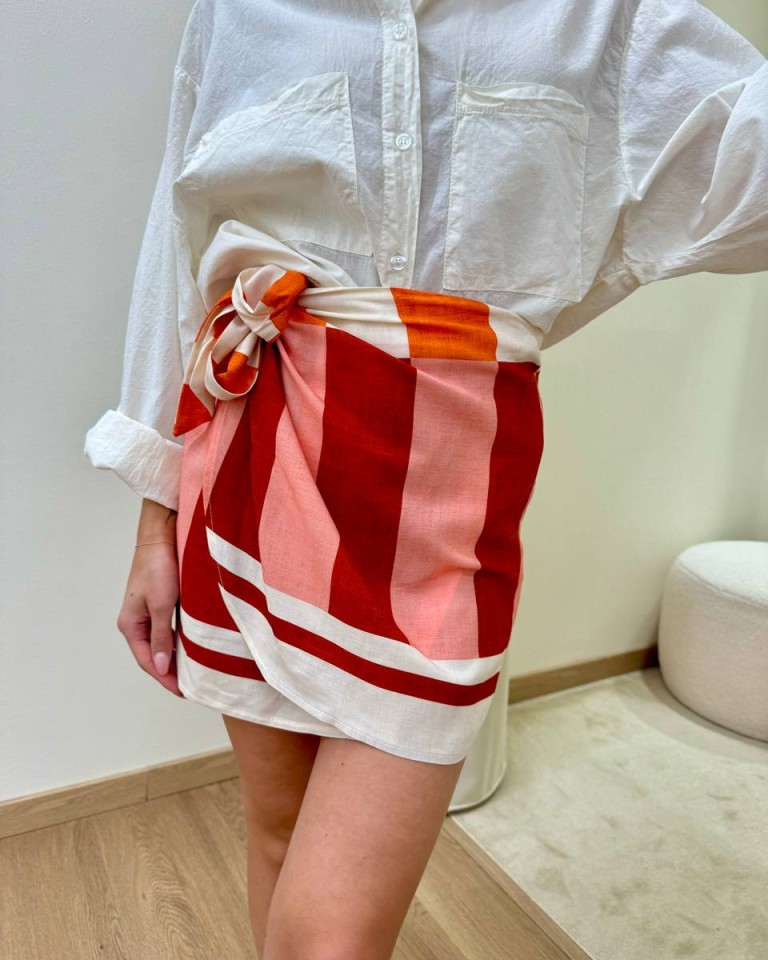 Minigonna pareo righe rosa e arancio HaveOne Shop Online Minigonna pareo righe rosa e arancio HaveOne