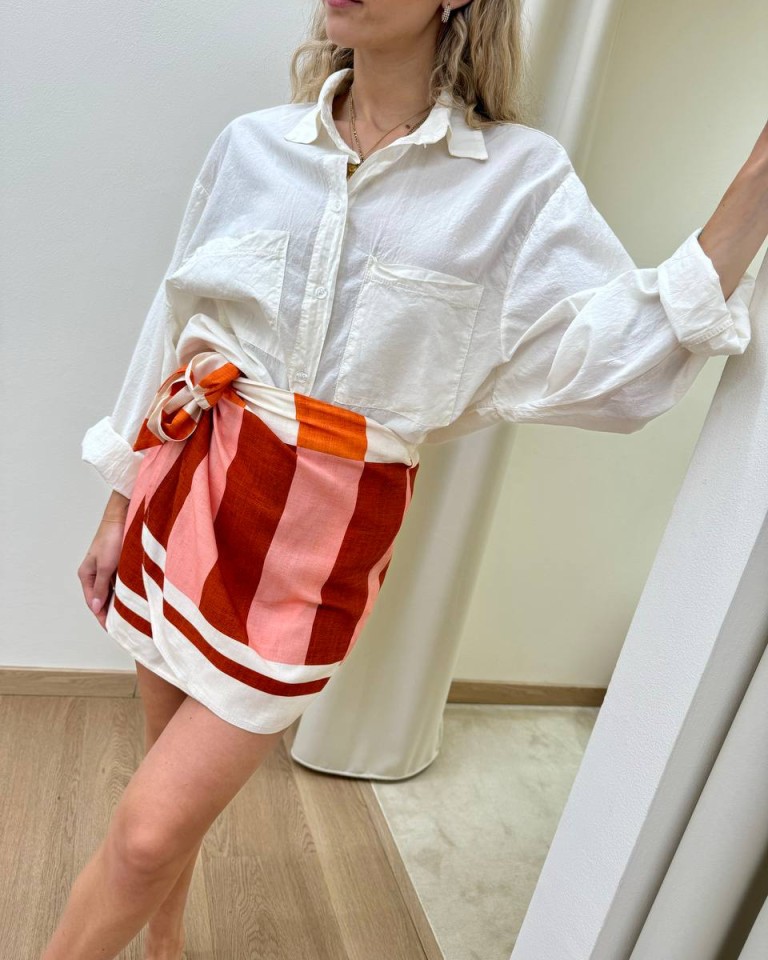 Minigonna pareo righe rosa e arancio HaveOne Shop Online Minigonna pareo righe rosa e arancio HaveOne