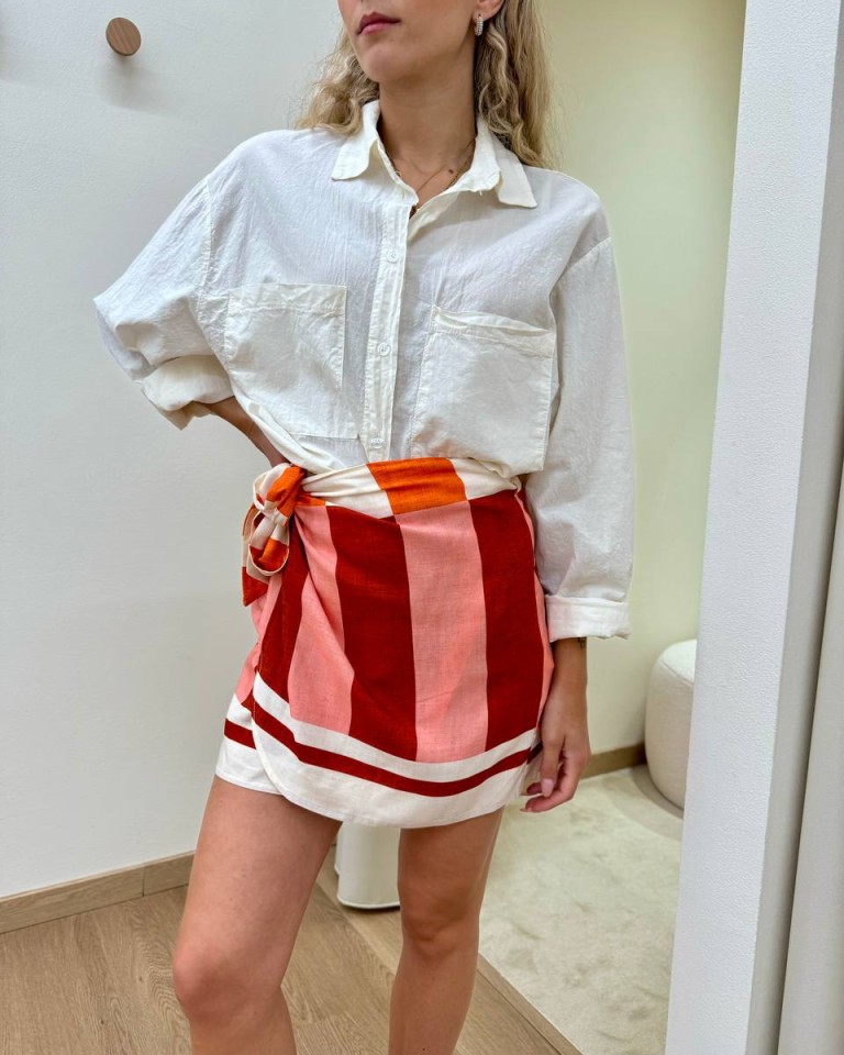 Minigonna pareo righe rosa e arancio HaveOne Shop Online Minigonna pareo righe rosa e arancio HaveOne