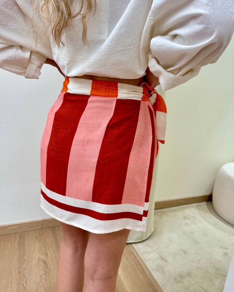 Minigonna pareo righe rosa e arancio HaveOne Shop Online Minigonna pareo righe rosa e arancio HaveOne
