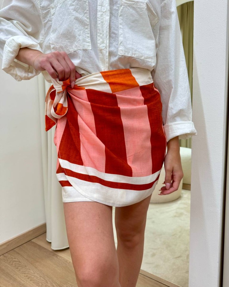 Minigonna pareo righe rosa e arancio HaveOne Shop Online Minigonna pareo righe rosa e arancio HaveOne