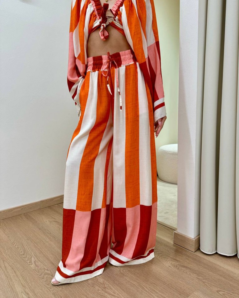 Pantalone fluido righe rosa e arancio HaveOne Shop Online Pantalone fluido righe rosa e arancio HaveOne