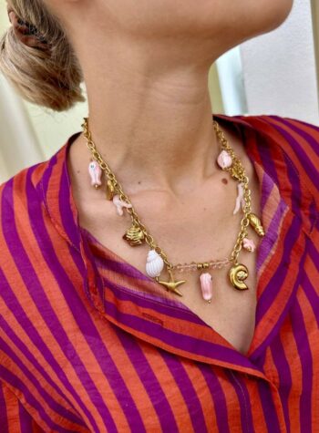 Shop Online Collana dorata charm mare rosa