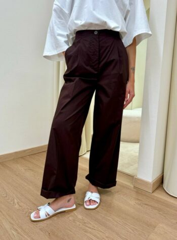 Shop Online Pantalone palazzo con pinces moro Vicolo