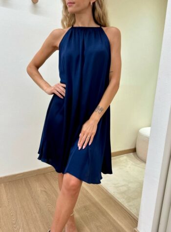 Shop Online Vestito corto svasato scollo americana blu Vicolo