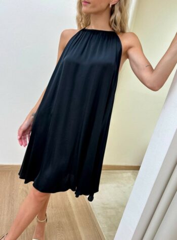 Shop Online Vestito corto svasato scollo americana nero Vicolo