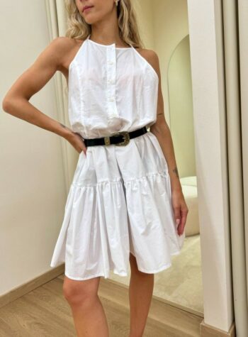 Shop Online Vestito in cotone a balze bianco Vicolo