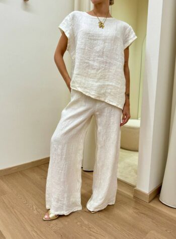 Shop Online Completo pantalone e blusa asimmetrica latte Susy Mix