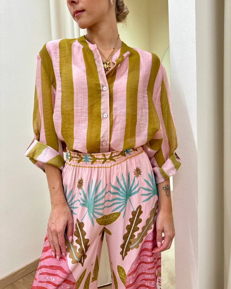 Camicia coreana righe olio e rosa HaveOne Shop Online Camicia coreana righe olio e rosa HaveOne