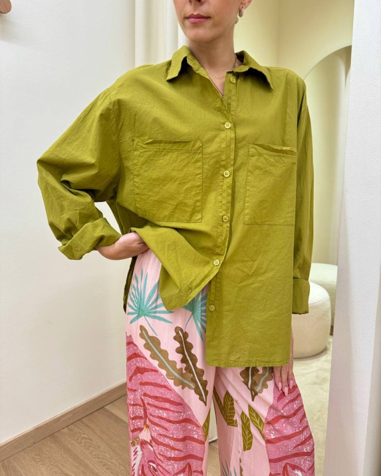 Camicia over in cotone leggero olio HaveOne Shop Online Camicia over in cotone leggero olio HaveOne