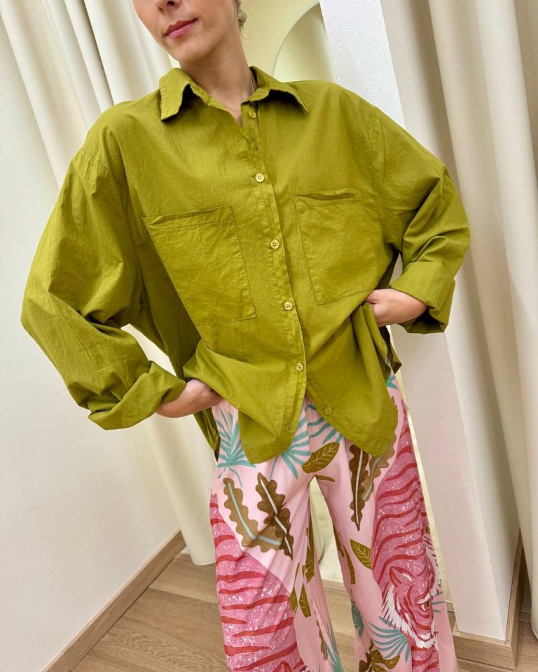 Camicia over in cotone leggero olio HaveOne Shop Online Camicia over in cotone leggero olio HaveOne