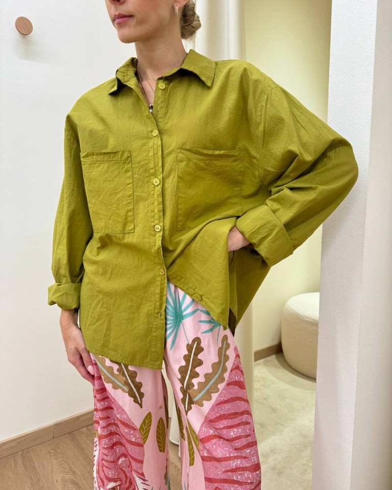 Camicia over in cotone leggero olio HaveOne Shop Online Camicia over in cotone leggero olio HaveOne