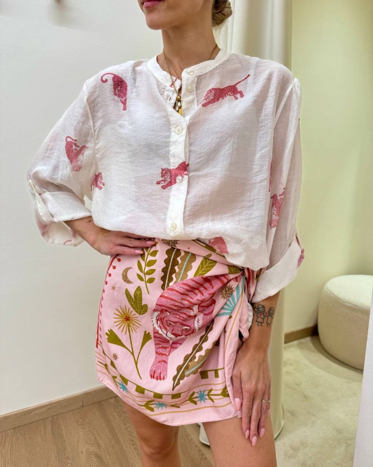 Camicia ampia coreana burro fantasia tigre HaveOne Shop Online Camicia ampia coreana burro fantasia tigre HaveOne