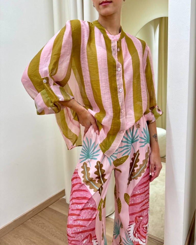 Camicia coreana righe olio e rosa HaveOne Shop Online Camicia coreana righe olio e rosa HaveOne