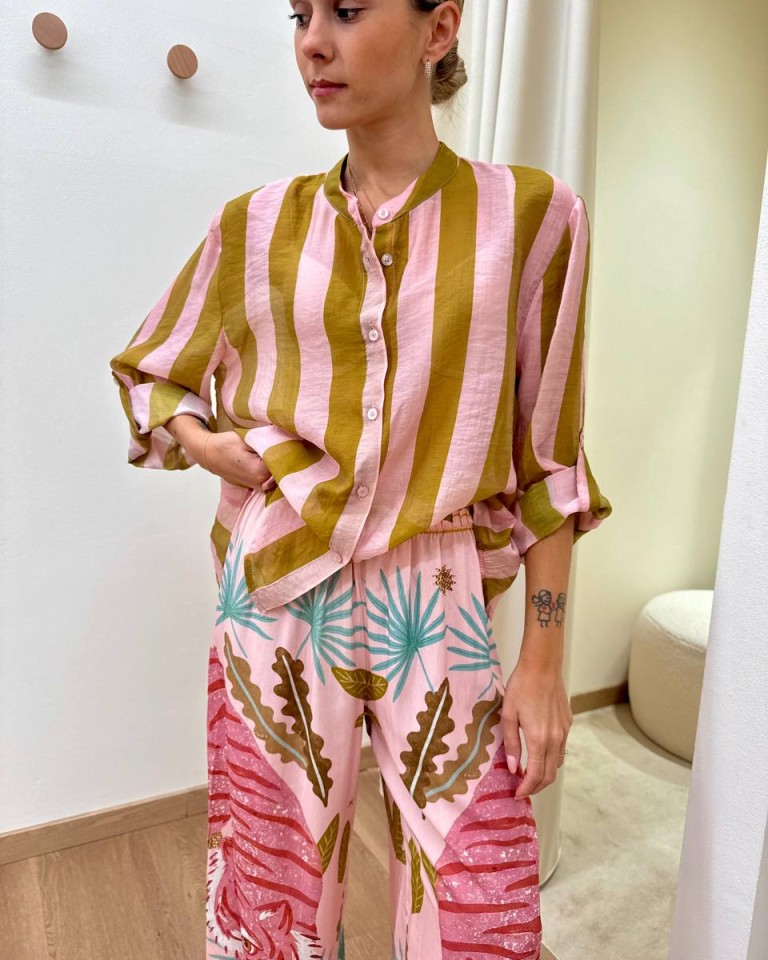 Camicia coreana righe olio e rosa HaveOne Shop Online Camicia coreana righe olio e rosa HaveOne