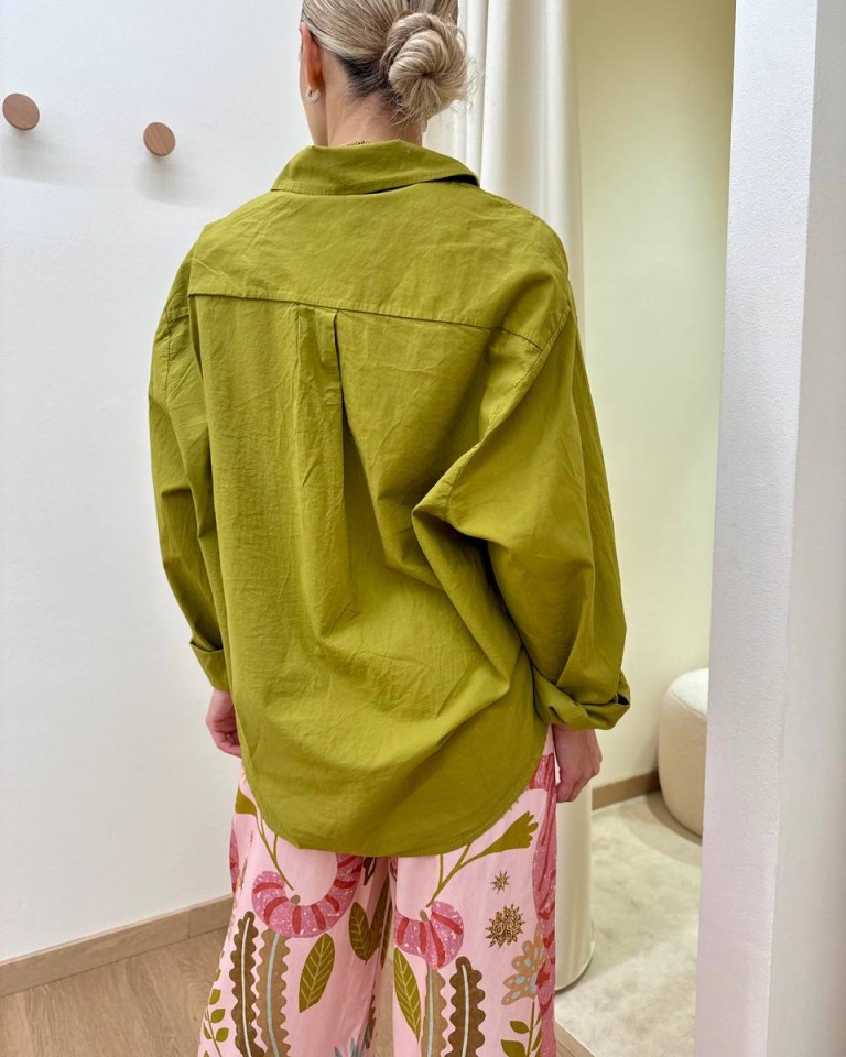 Camicia over in cotone leggero olio HaveOne Shop Online Camicia over in cotone leggero olio HaveOne