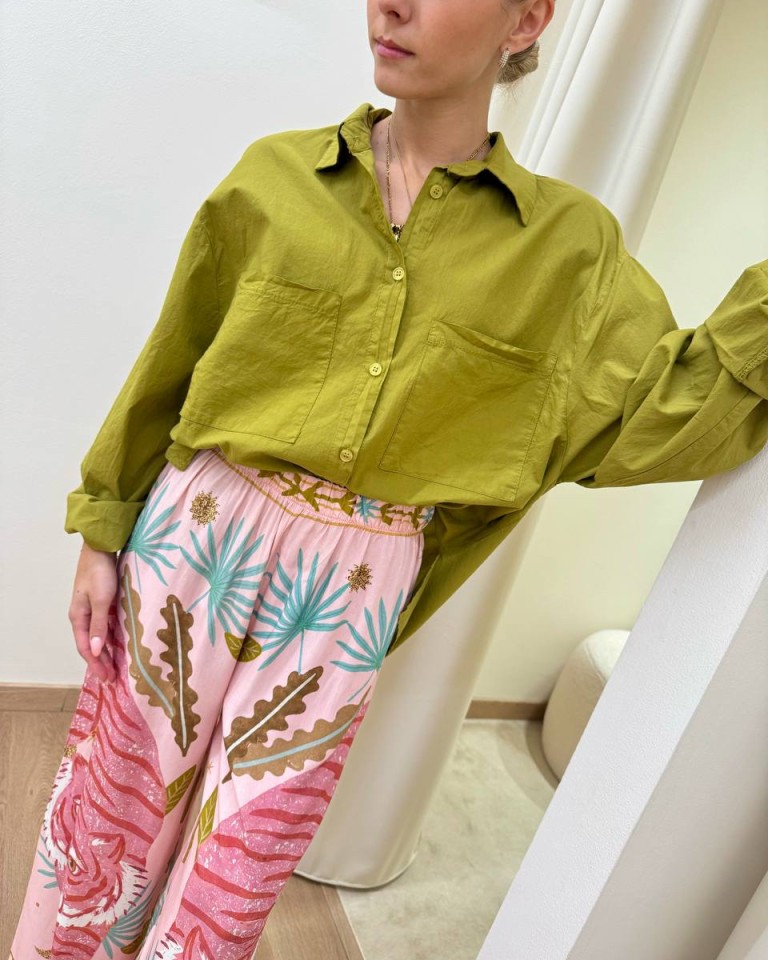 Camicia over in cotone leggero olio HaveOne Shop Online Camicia over in cotone leggero olio HaveOne