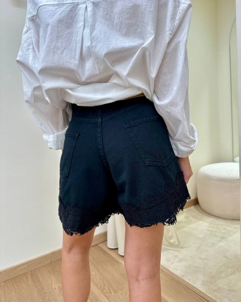Shorts farfalla inserto pizzo neri HaveOne Shop Online Shorts farfalla inserto pizzo neri HaveOne