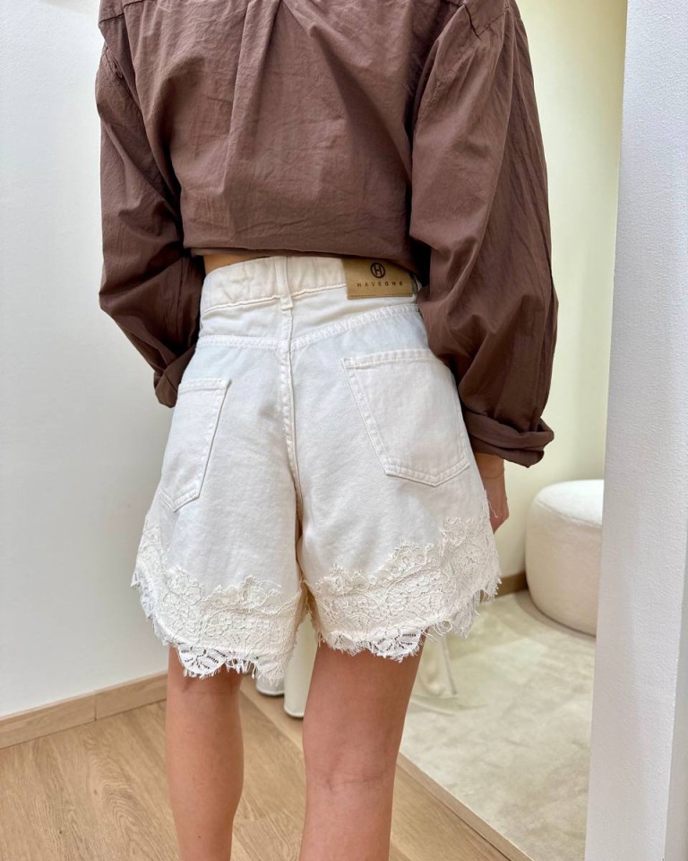 Shorts farfalla inserto pizzo burro HaveOne Shop Online Shorts farfalla inserto pizzo burro HaveOne