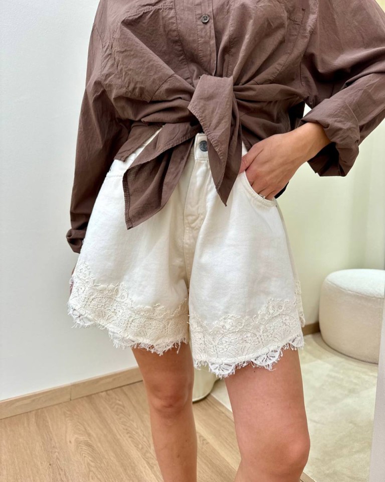 Shorts farfalla inserto pizzo burro HaveOne Shop Online Shorts farfalla inserto pizzo burro HaveOne