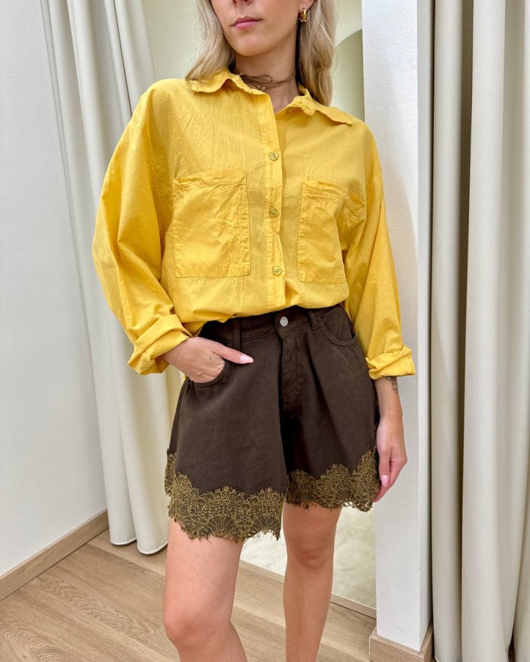 Camicia over in cotone leggero senape HaveOne Shop Online Camicia over in cotone leggero senape HaveOne