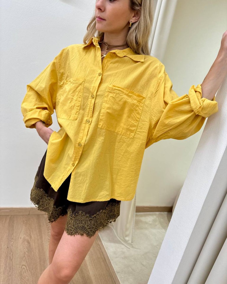 Camicia over in cotone leggero senape HaveOne Shop Online Camicia over in cotone leggero senape HaveOne