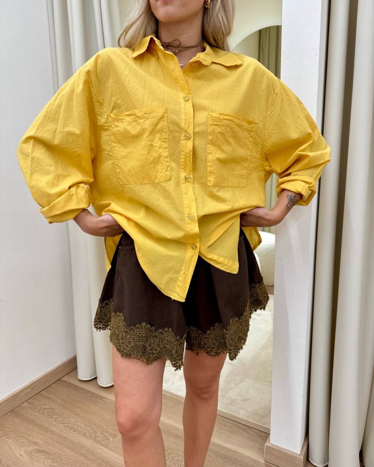 Camicia over in cotone leggero senape HaveOne Shop Online Camicia over in cotone leggero senape HaveOne