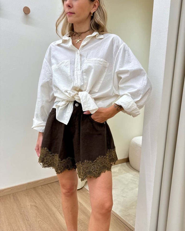 Shorts farfalla inserto pizzo moro HaveOne Shop Online Shorts farfalla inserto pizzo moro HaveOne