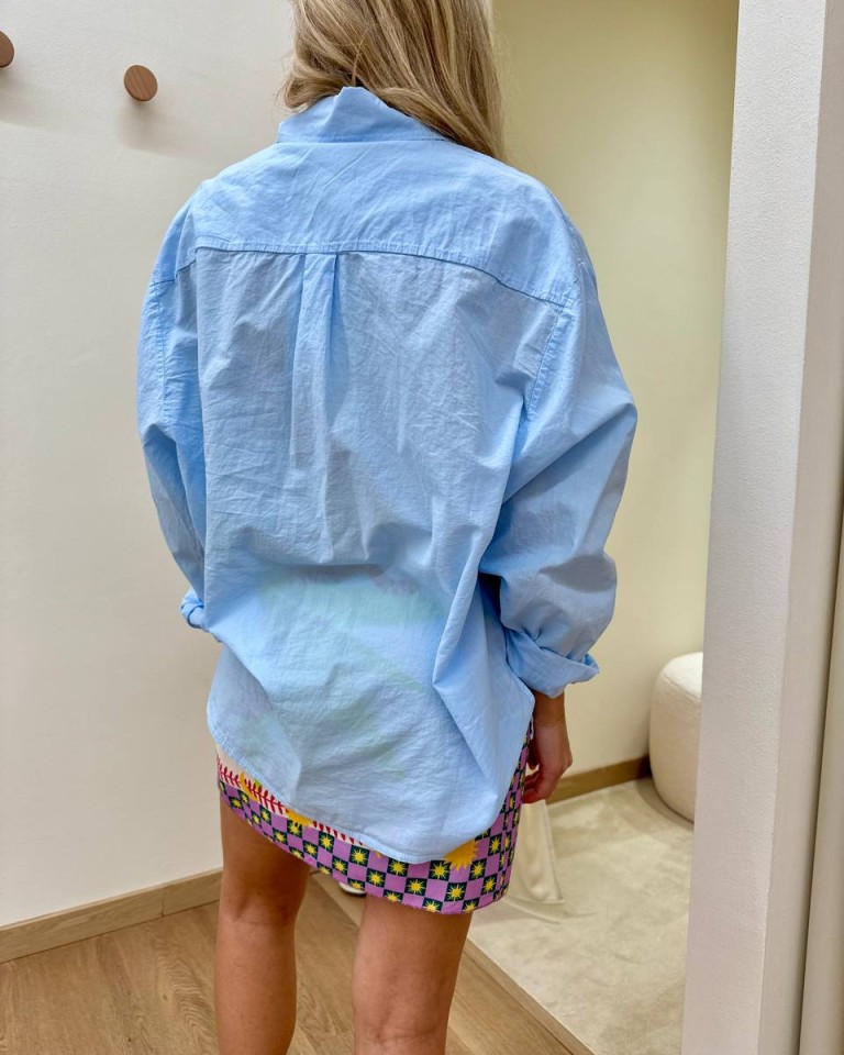 Camicia over in cotone leggero celeste HaveOne Shop Online Camicia over in cotone leggero celeste HaveOne