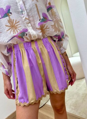 Shop Online Short righe bordi ondulati lilla e beige HaveOne