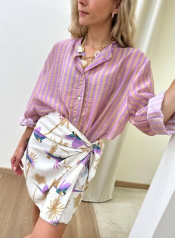 Shop Online Camicia coreana righe lilla e beige HaveOne
