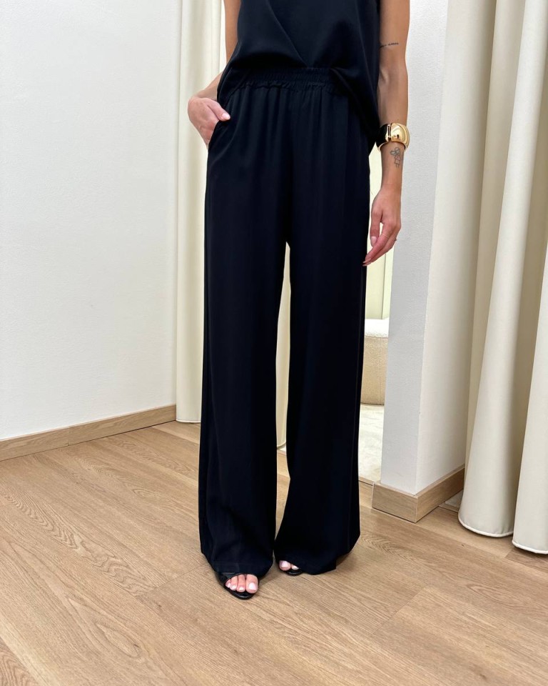 Pantalone in viscosa con tasche nero HaveOne Shop Online Pantalone in viscosa con tasche nero HaveOne