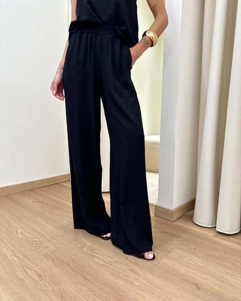Pantalone in viscosa con tasche nero HaveOne Shop Online Pantalone in viscosa con tasche nero HaveOne