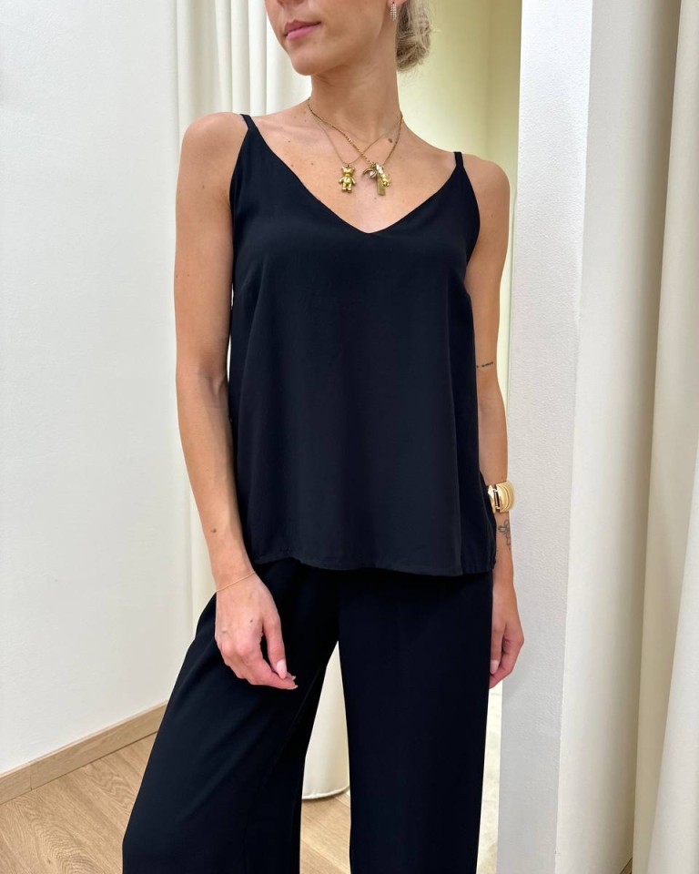 Top viscosa spalline regolabili nero HaveOne Shop Online Top viscosa spalline regolabili nero HaveOne