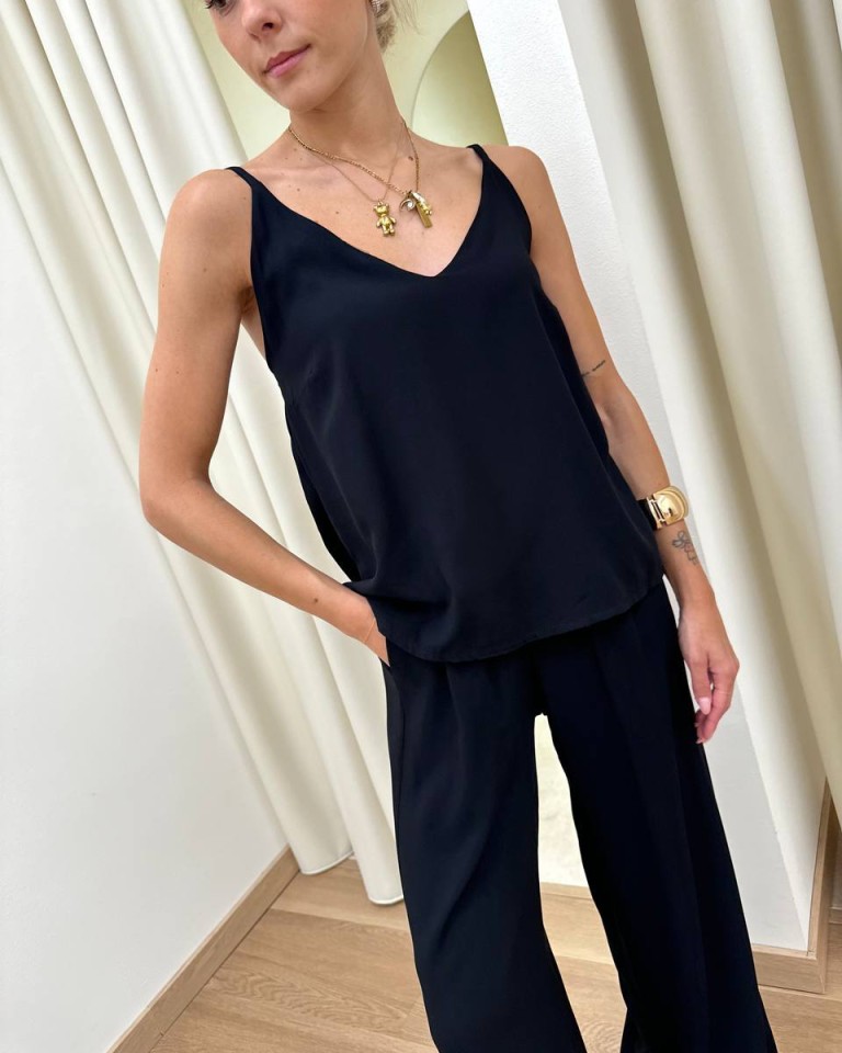 Top viscosa spalline regolabili nero HaveOne Shop Online Top viscosa spalline regolabili nero HaveOne