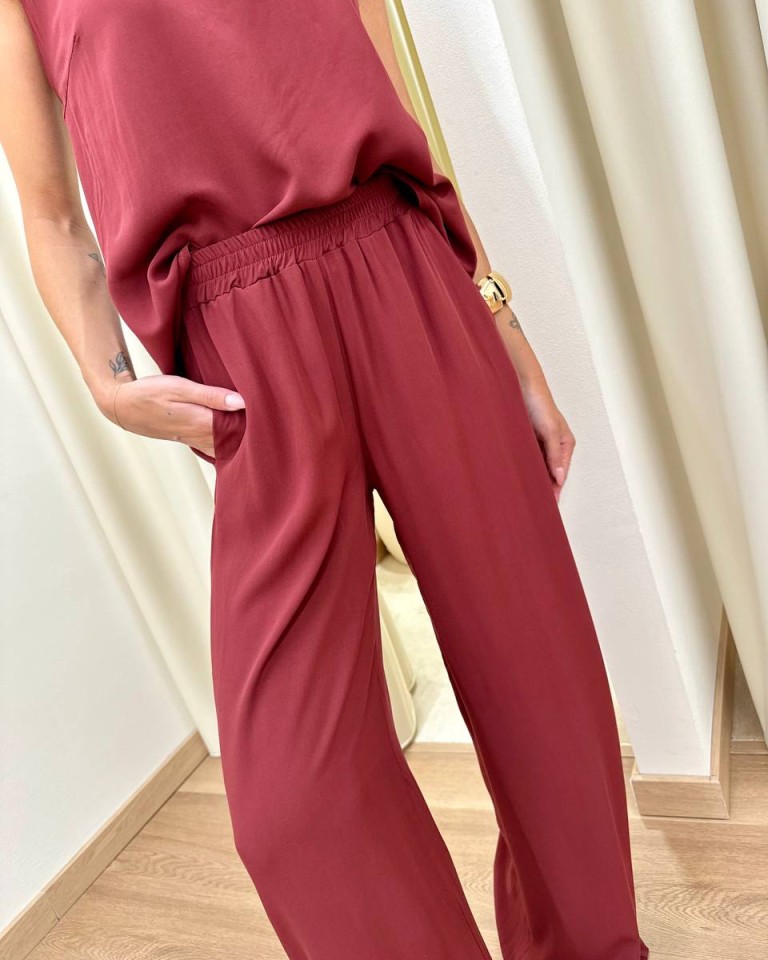 Pantalone in viscosa con tasche bordeaux HaveOne Shop Online Pantalone in viscosa con tasche bordeaux HaveOne