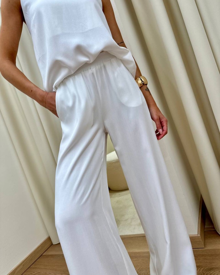 Pantalone in viscosa con tasche bianco HaveOne Shop Online Pantalone in viscosa con tasche bianco HaveOne