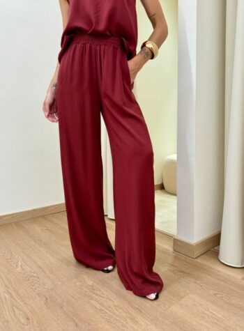 Shop Online Pantalone in viscosa con tasche bordeaux HaveOne