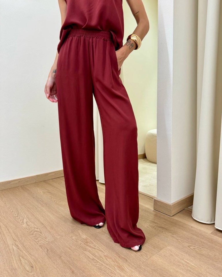 Pantalone in viscosa con tasche bordeaux HaveOne Shop Online Pantalone in viscosa con tasche bordeaux HaveOne