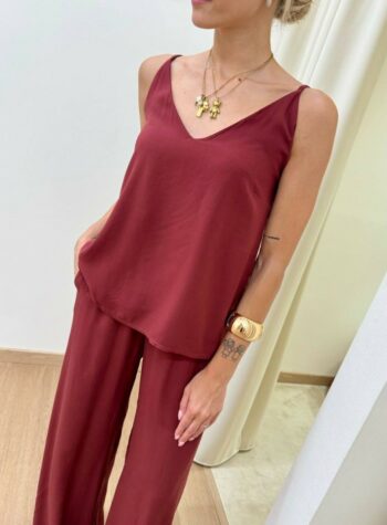 Shop Online Top viscosa spalline regolabili bordeaux HaveOne