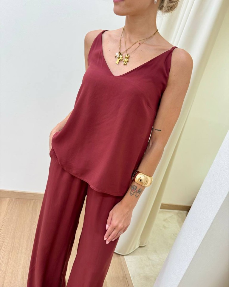 Top viscosa spalline regolabili bordeaux HaveOne Shop Online Top viscosa spalline regolabili bordeaux HaveOne
