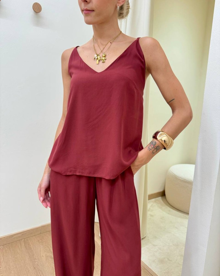Top viscosa spalline regolabili bordeaux HaveOne Shop Online Top viscosa spalline regolabili bordeaux HaveOne