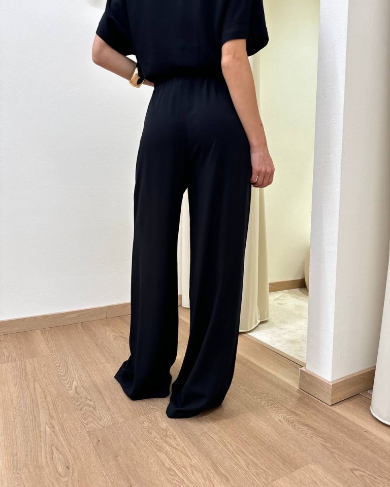Pantalone in viscosa ampio nero HaveOne Shop Online Pantalone in viscosa ampio nero HaveOne