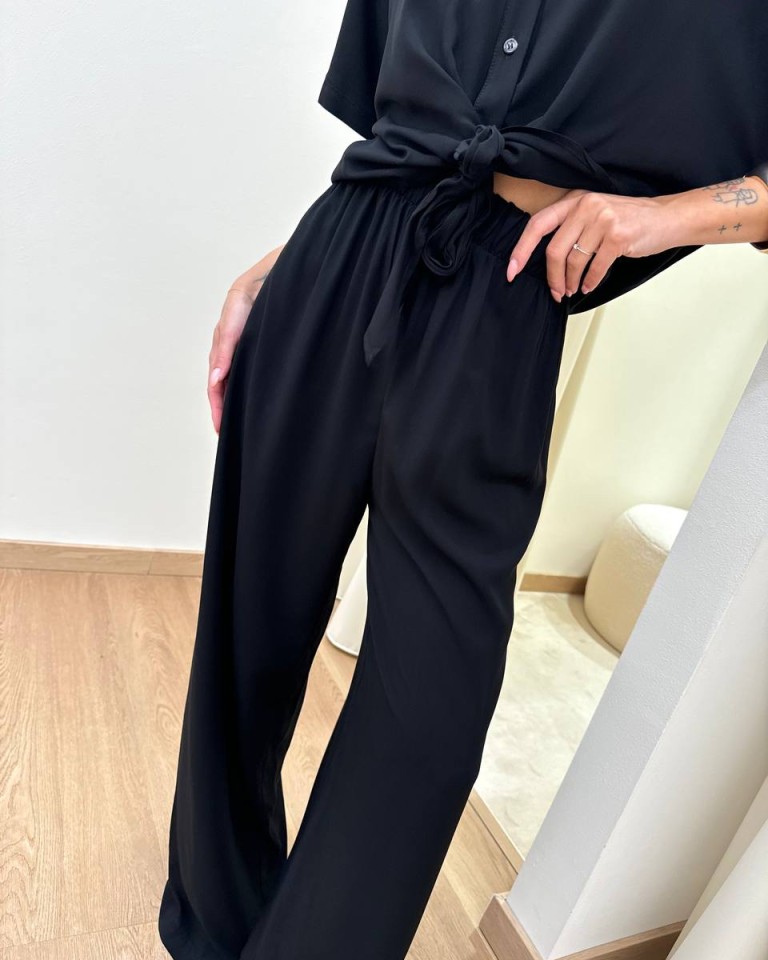 Pantalone in viscosa ampio nero HaveOne Shop Online Pantalone in viscosa ampio nero HaveOne