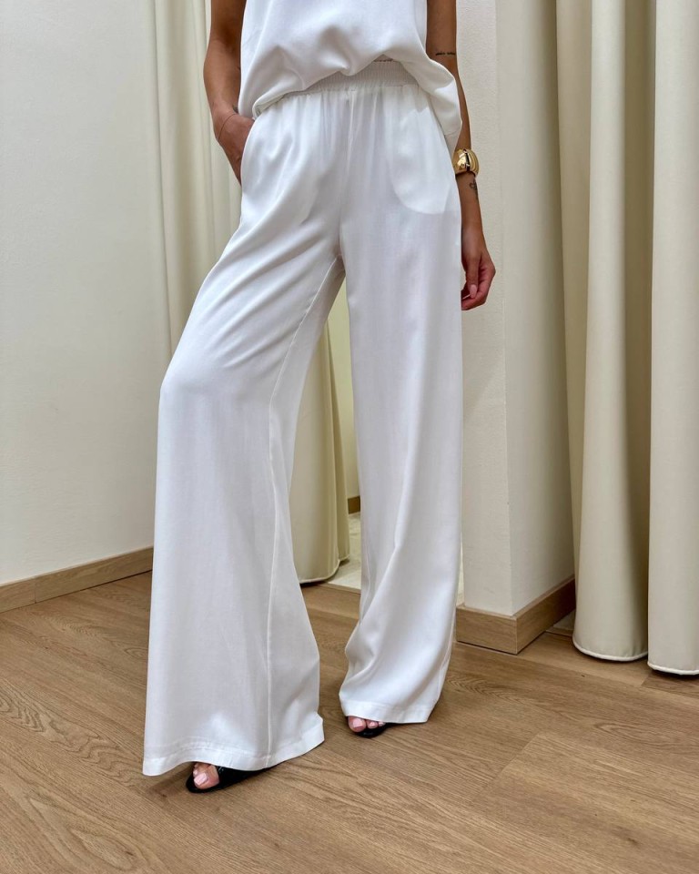 Pantalone in viscosa con tasche bianco HaveOne Shop Online Pantalone in viscosa con tasche bianco HaveOne