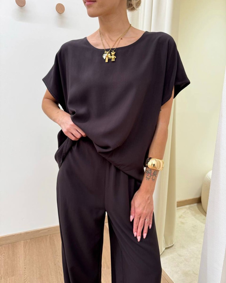 Blusa in viscosa smanicata moro HaveOne Shop Online Blusa in viscosa smanicata moro HaveOne
