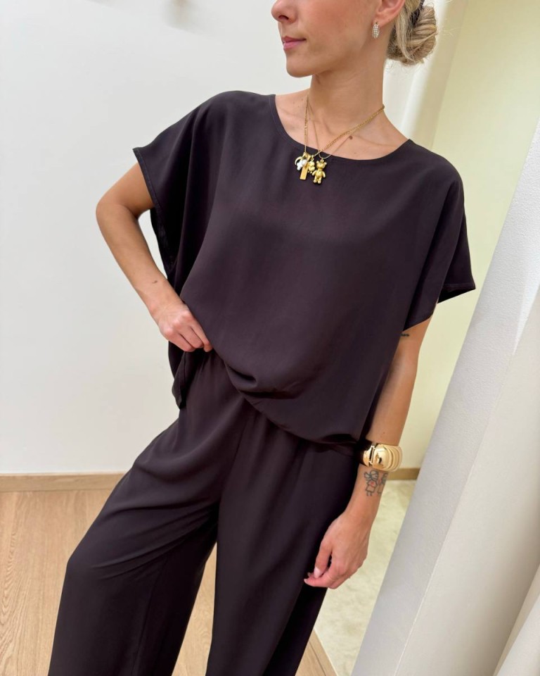 Blusa in viscosa smanicata moro HaveOne Shop Online Blusa in viscosa smanicata moro HaveOne
