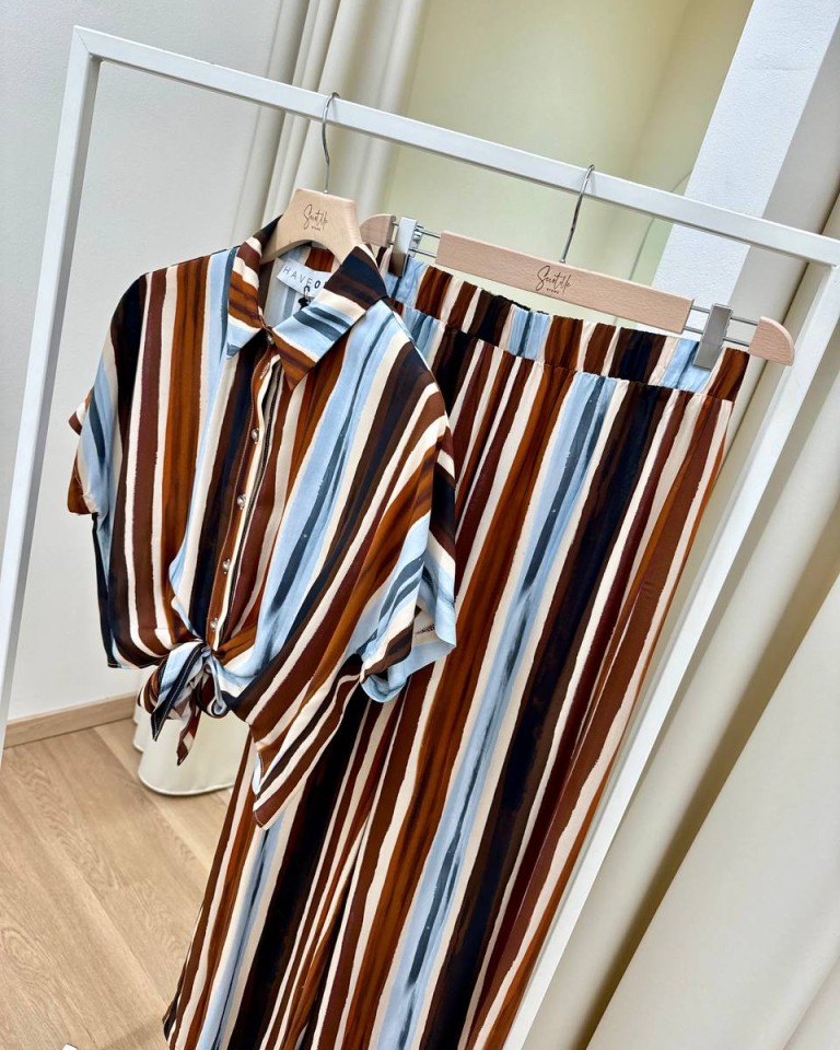 Pantalone palazzo righe moro e celesti HaveOne Shop Online Pantalone palazzo righe moro e celesti HaveOne