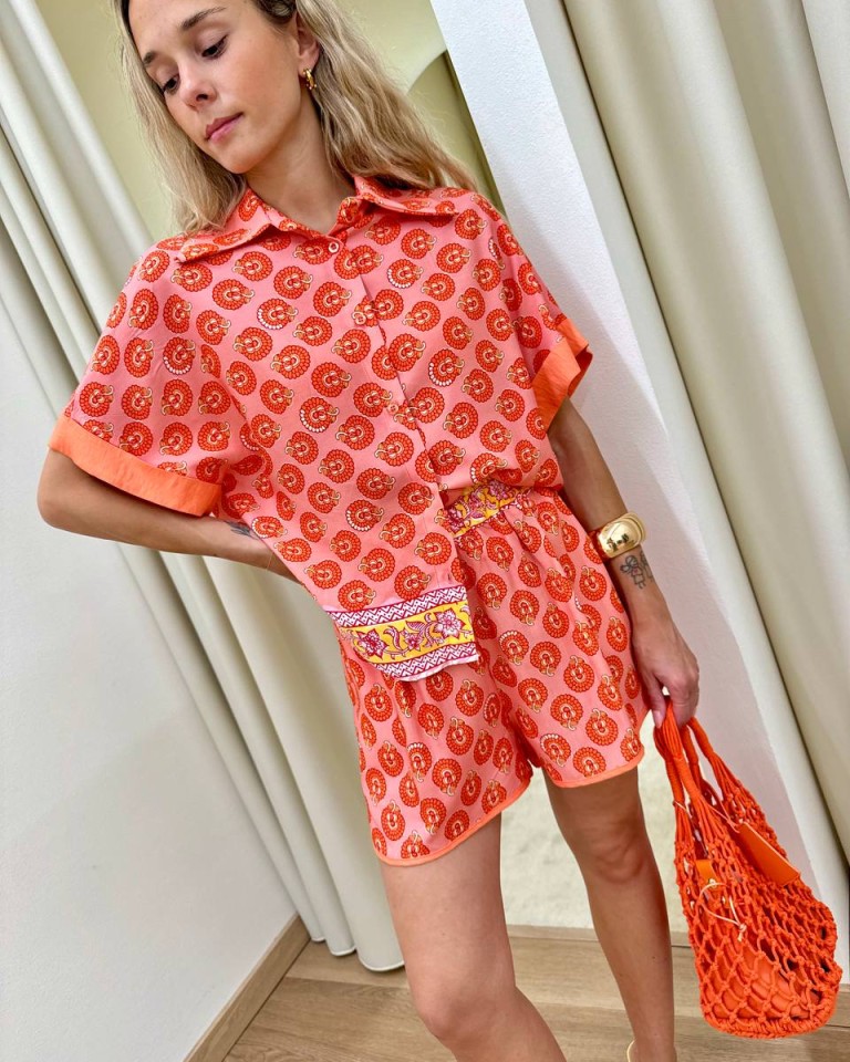 Camicia fantasia floreale salmone HaveOne Shop Online Camicia fantasia floreale salmone HaveOne